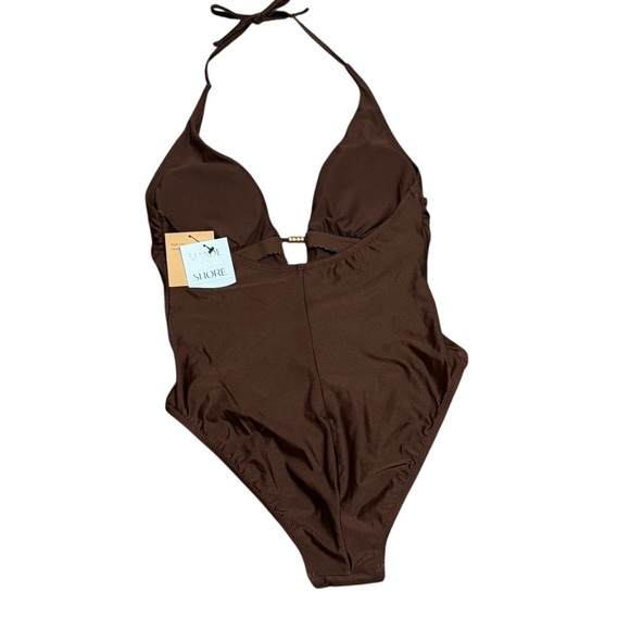 SHADE & SHORE - NWT - SIZE 12/14 - RICH BROWN - STYLE: THE HIGH LEG CHEEKY B5 - Picture 4 of 10